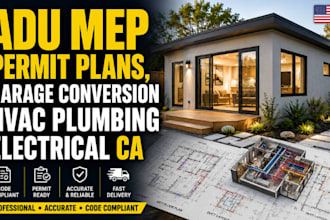 draft adu mep permit plans garage conversion hvac plumbing electrical california