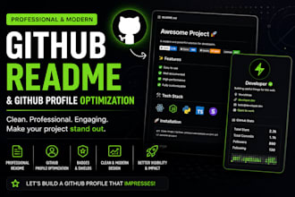 create a professional github readme and optimize github profile