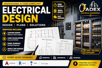 design electrical plans, lighting, panel schedule and power system drawings
