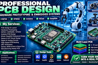 design hardware prototype, schematic, pcb, esp32, stm32, arduino, kicad and easy
