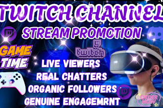 do organic twitch channel promotion, boost twitch live viewers