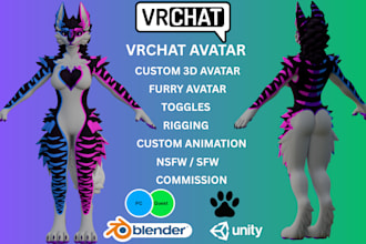 do furry avatar vr chat avatar vr character furry nsfw avatar fursona 3d model
