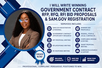 write winning government contract rfp rfq rfi bid proposal, sam gov registration