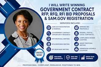 write winning government contract rfp rfq rfi bid proposal, sam gov registration