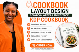 do cookbook layout design cookbook writer recipie ebook, KDP cookbook formatting
