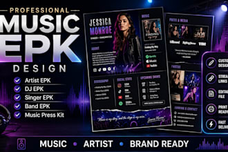 design professional music epk electronic press kit, djs press kit for an artist