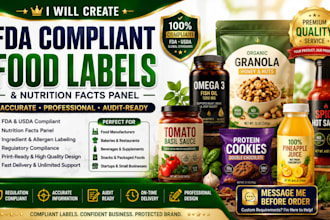 create fda compliant food labels and nutrition facts panel