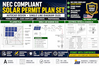 design nec compliant solar permit plan set, autocad and sld