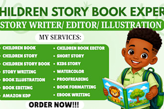 be children story book writer, do book editing, format children book
