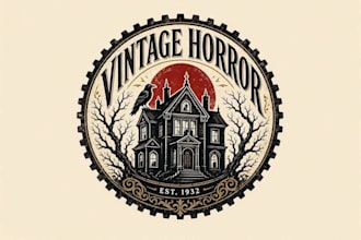 design dark scary classic vintage horror logo design
