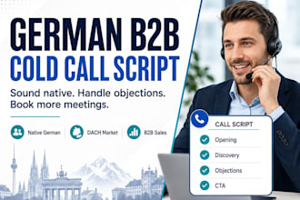write a native german b2b cold call script with objection handling