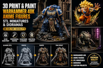 3d print and paint warhammer40k anime figures stl miniatures and dioramas in 4k