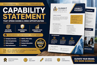 design a professional capability statement for government contracts in 1hr