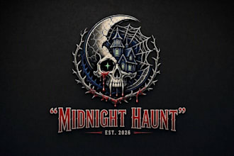 draw custom made halloween horror logo