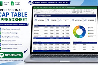 design cap table spreadsheet, investor ready model startup runway model sba loan