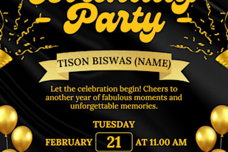 design modern birthday invitation card for kids and adults