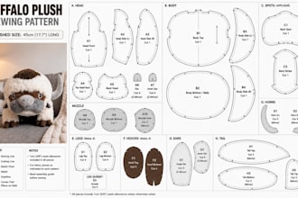 design handcraft plush toy sewing pattern stuffed animal tech pack manufacturing