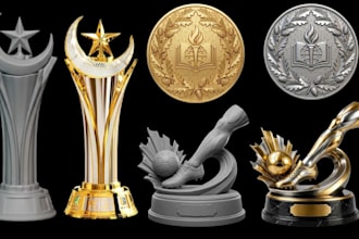 design custom 3d trophy and award models, medal design, 3mf for 3d printing stl
