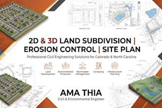 3d 2d land subdivision erosion control and site plan in colorado north carolina