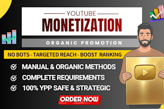 do organic video and channel promotion for complete youtube monetization help