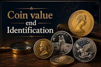 coin identification, research, market valuation