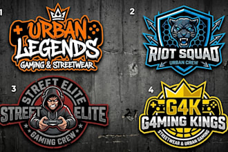 design a bold urban crew logo for gaming and streetwear brand