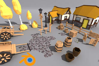 create ps1 psx n64 low poly game assets, props and environment models