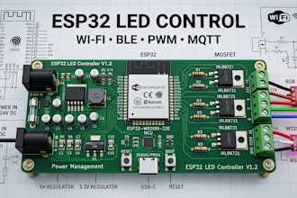 design a custom esp32 led controller  board for programmable lighting control