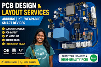 design pcb layouts, arduino electronic circuits for wearable, iot, smart devices