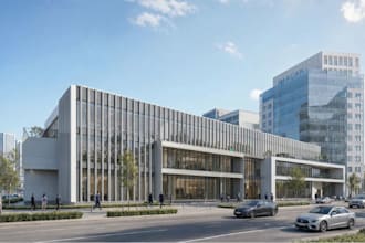 renovate modern office building, commercial real estate in 3d,urban development