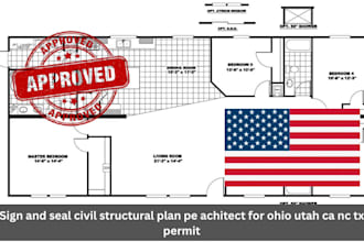 sign and seal civil structural plan pe achitect for ohio utah ca nc tx permit