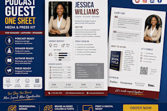 design podcast guest one sheet media press kit for coaches authors and speakers