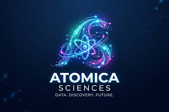 design a modern particle logo for tech and science brand