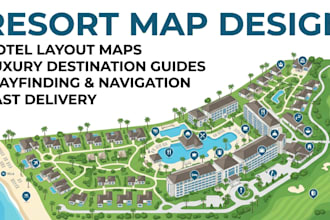 design resort maps, hotel layouts and destination guides