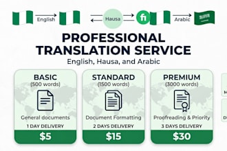 translate english to hausa or arabic accurately