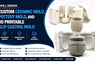 design custom ceramic mold, pottery mold, and 3d printable slip casting mold