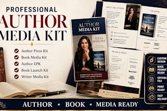 design professional author media kit, book press kit, author epk, influencer kit