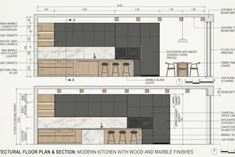 millwork shop drawings, kitchen cabinets wardrobe and pantry designs