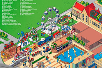 design 3d isometric event maps, festival map illustrations and cartography