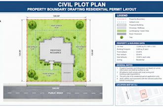civil plot plan property boundary drafting residential permit layout