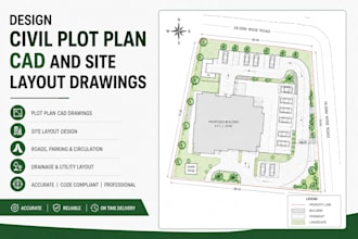 design civil plot plan cad and site layout drawings