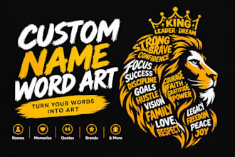 design unique name word cloud art for personalized gifts and wall decor