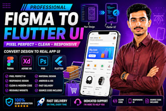 convert figma, adobe xd or PSD to flutter app UI