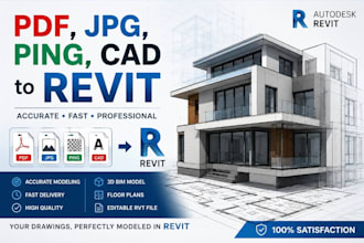 convert PDF, jpg, jpeg, autocad drawings or ping to revit bim model