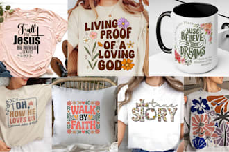 design christian t shirts with bible verse typography and faith graphics