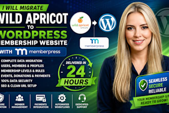 migrate wild apricot to wordpress membership website with memberpress in 24hours