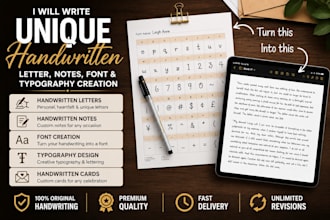 write unique handwritten letter notes font and typography creation card written