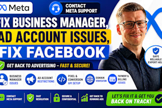 contact meta support fix business manager, ad account issues, fix facebook