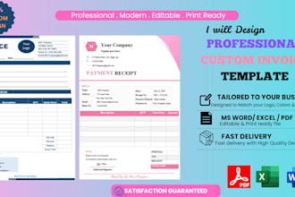 create a custom invoice template in word, excel and PDF