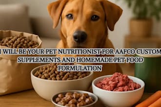 pet nutritionist for aafco custom supplements and homemade pet food formulation